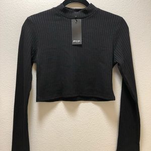NASTY GAL Long-Sleeve Cropped High Neck Top